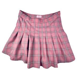 Pink Lily Plaid Pleated Pink Mini Skirt Schoolgirl Academia Pastel Women’s M